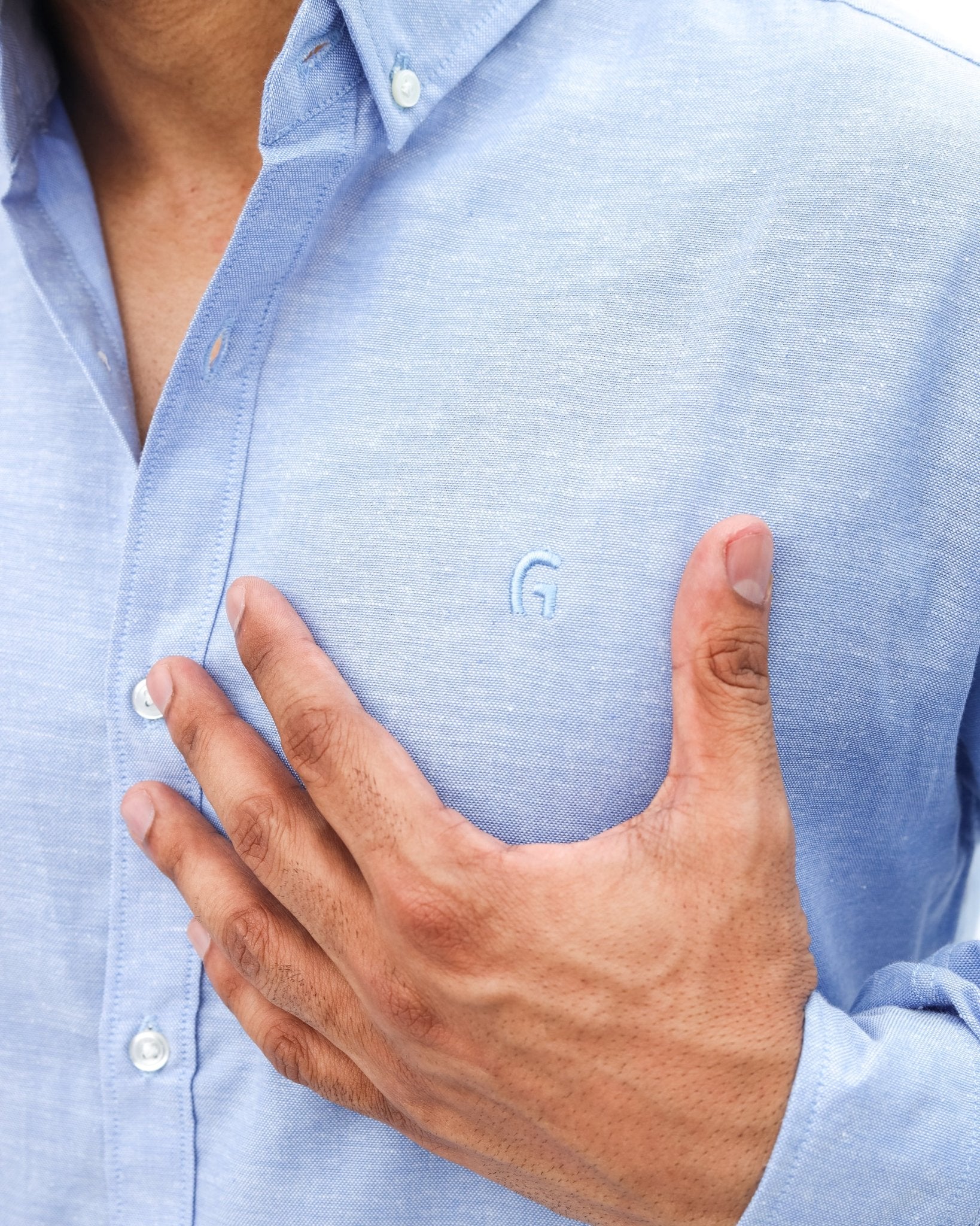 Sky Blue Casual Shirt - Garderobe Clothing USASKC - 001