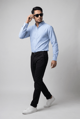 Sky Blue Casual Shirt - Garderobe Clothing USASKC-001