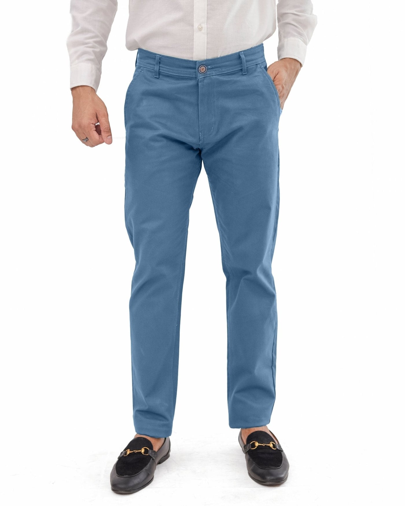 Considered fabric, premium hand-feel — Slate Blue Cotton pant