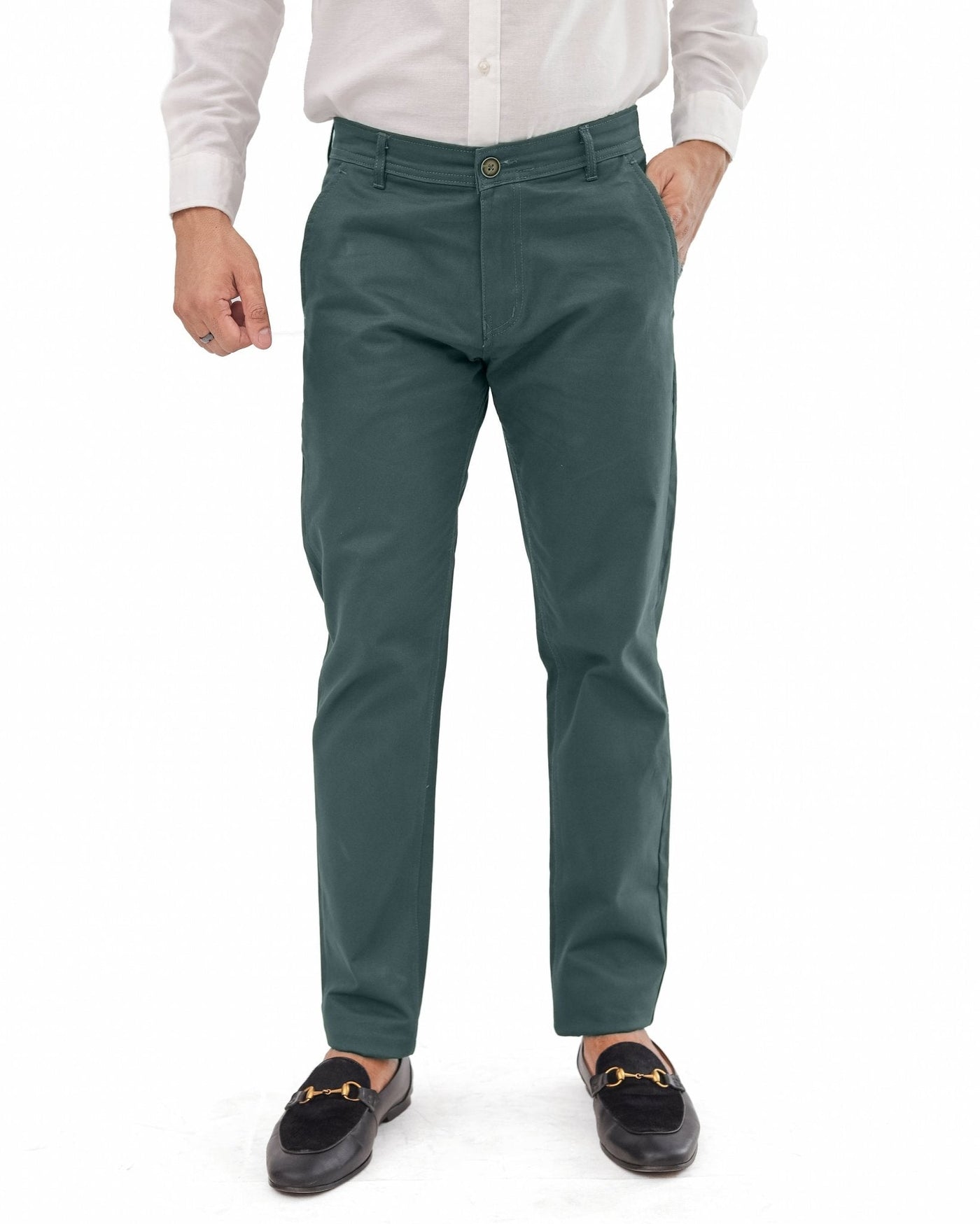 Considered fabric, premium hand-feel — Verdant Mist cotton pant