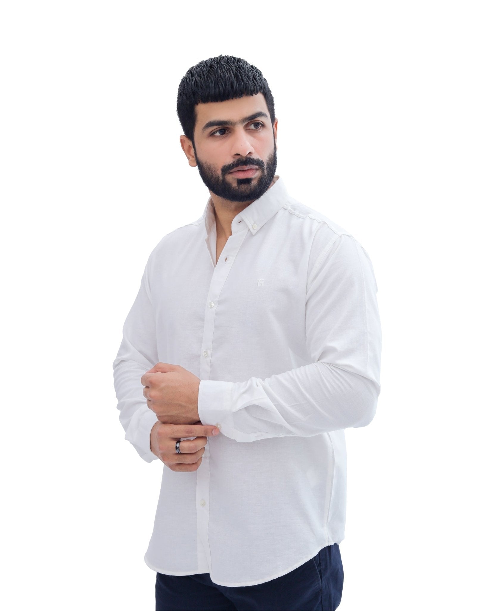 White Casual Shirt - Garderobe Clothing USAWCS-001