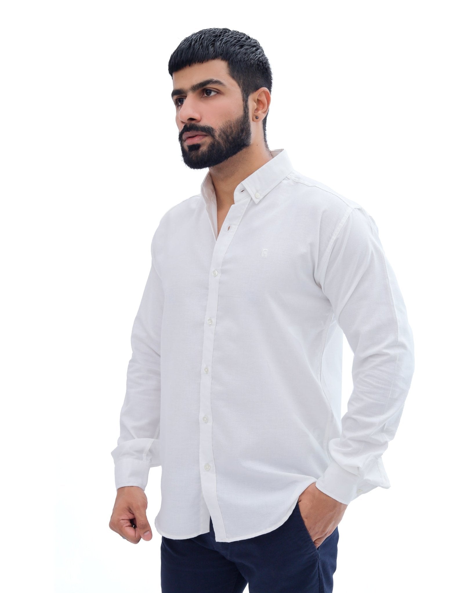 White Casual Shirt - Garderobe Clothing USAWCS-001
