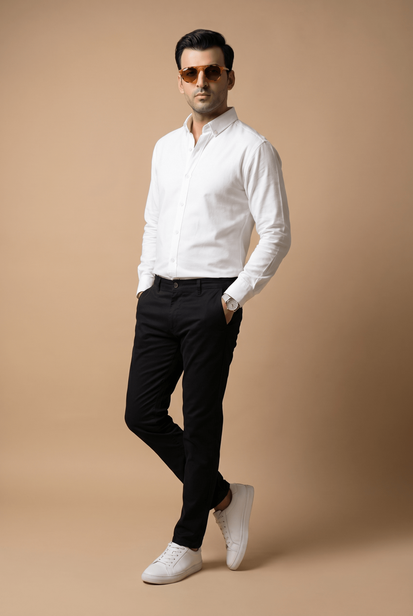 White Casual Shirt - Garderobe Clothing USAWCS-001
