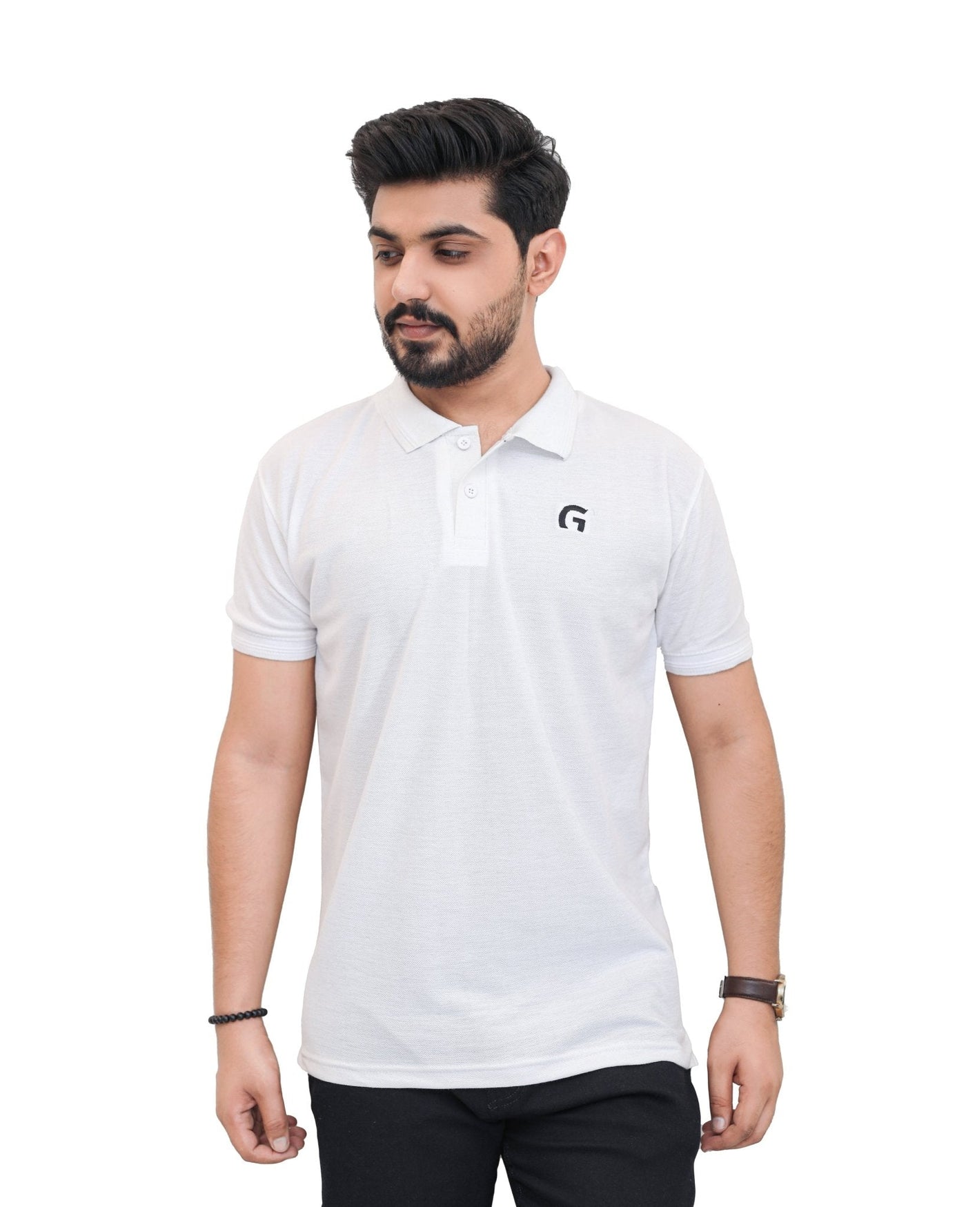 Considered fabric, premium hand-feel — White Polo Shirt