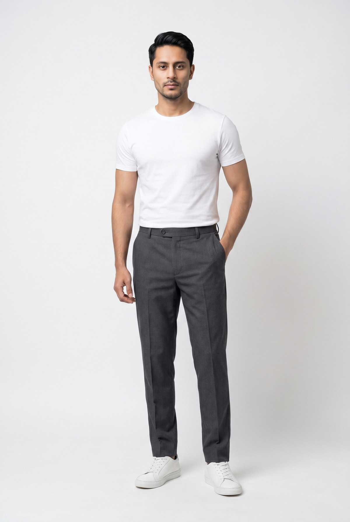 Men's Grey Pleated Trousers