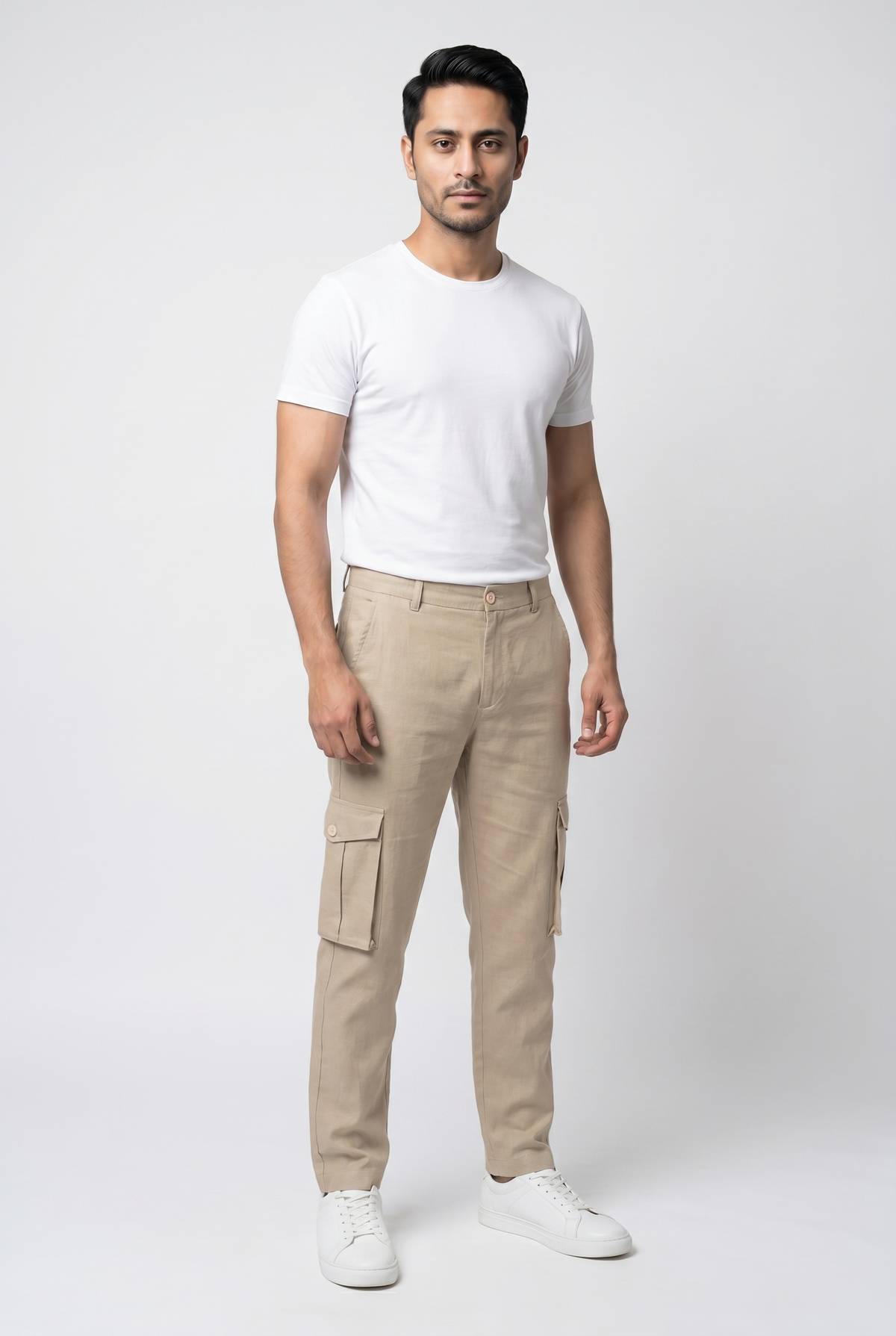 Men's Creamy Cargo Trousers
