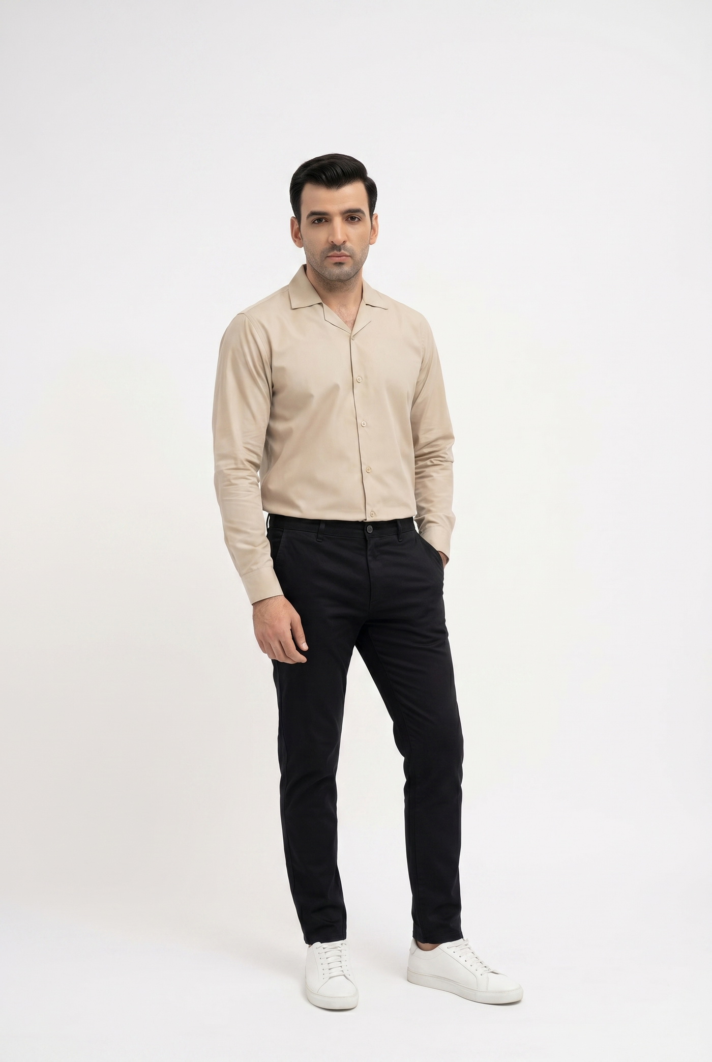 Built to hold its line — Men's Skin Cuban-Collar Shirt