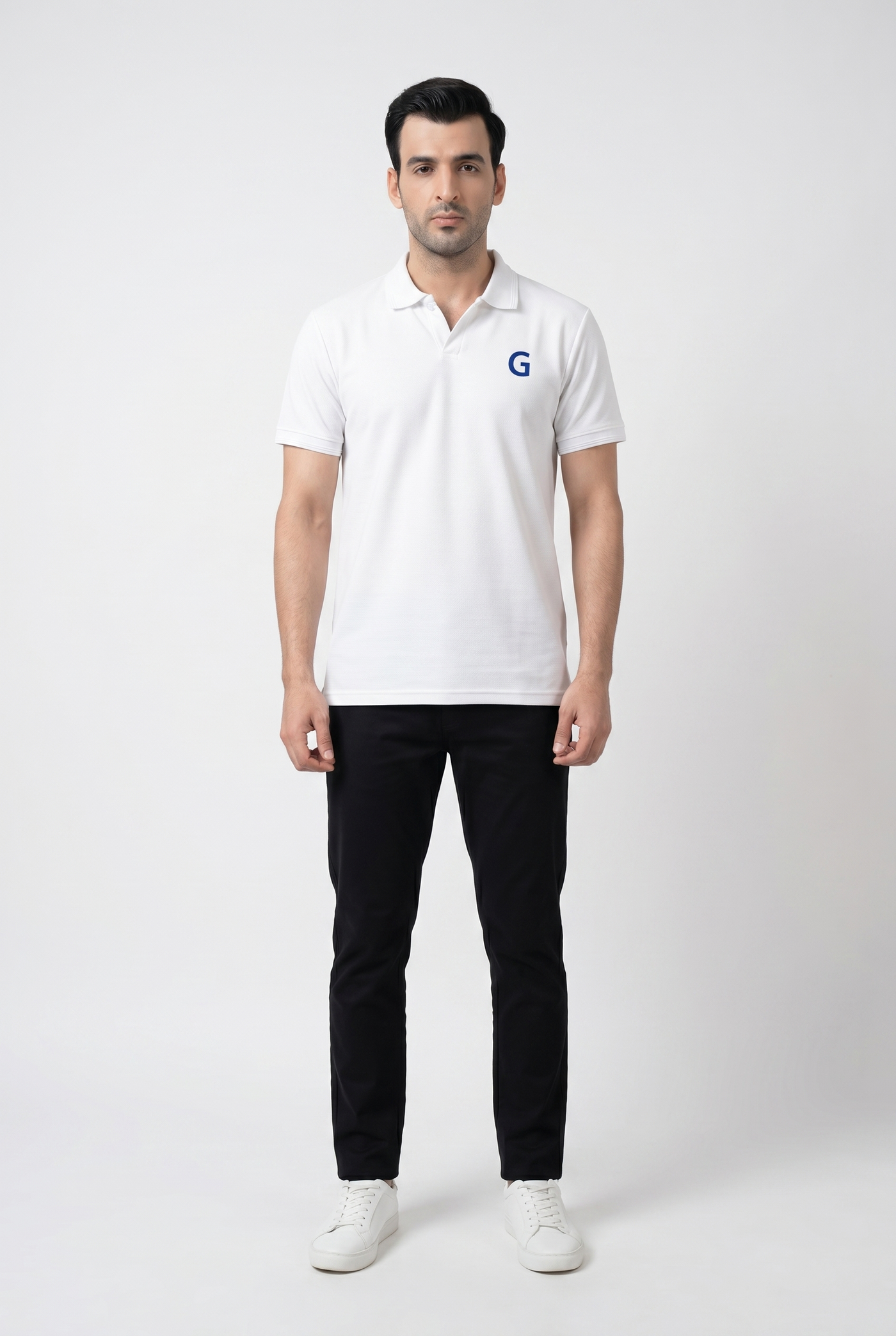 Considered fabric, premium hand-feel — Men's White Popcorn Polo