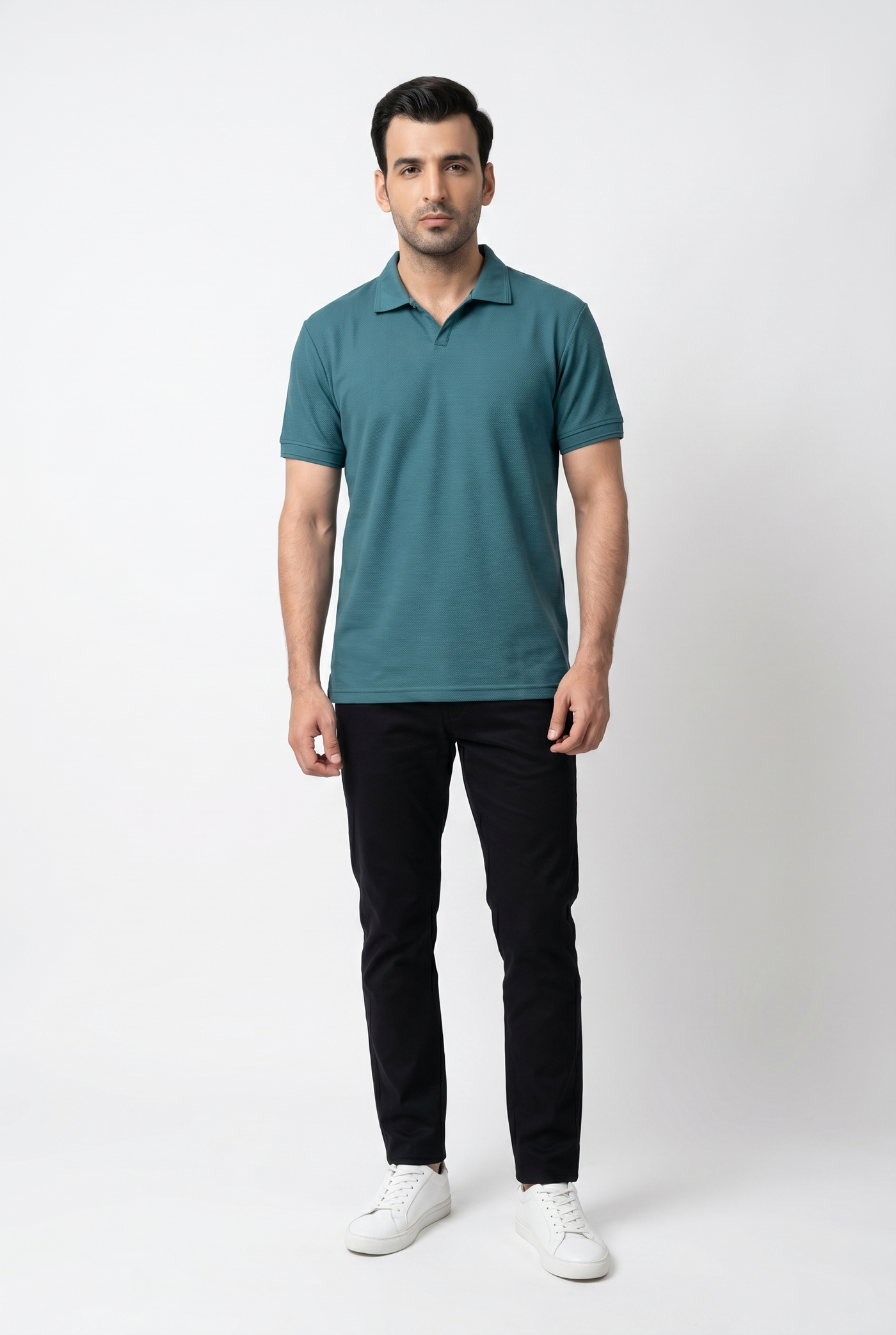 Considered fabric, premium hand-feel — Men's Zinc Popcorn Polo