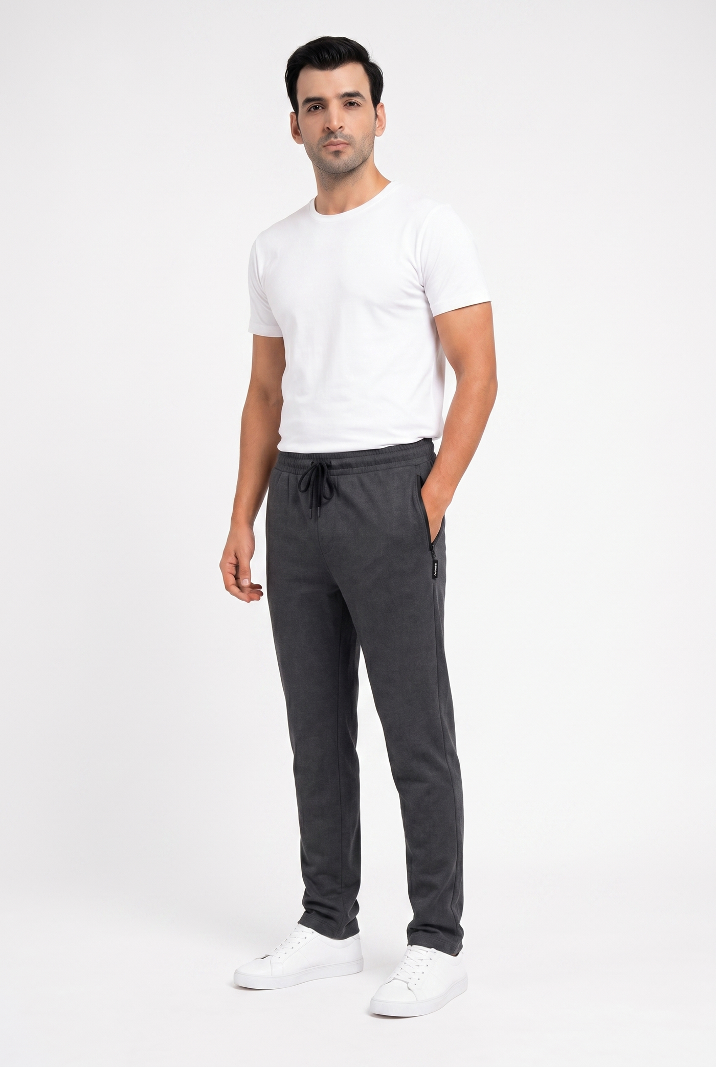 Considered fabric, premium hand-feel — Charcoal Knitted Trouser - Regular-fit