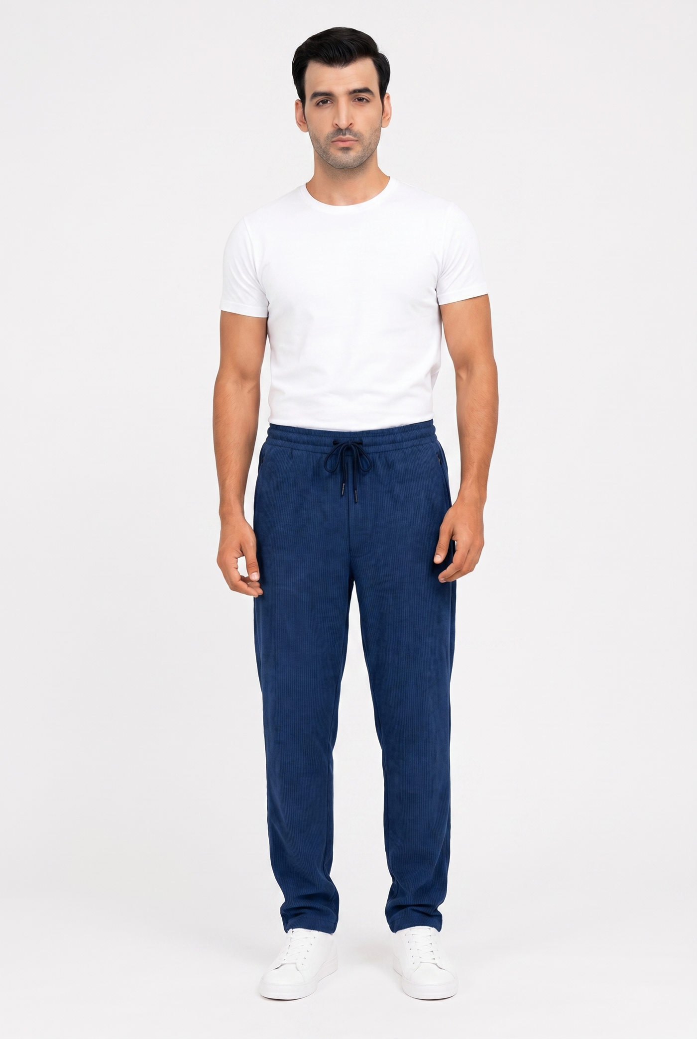Considered fabric, premium hand-feel — Blue Knitted Trouser - Regular-fit