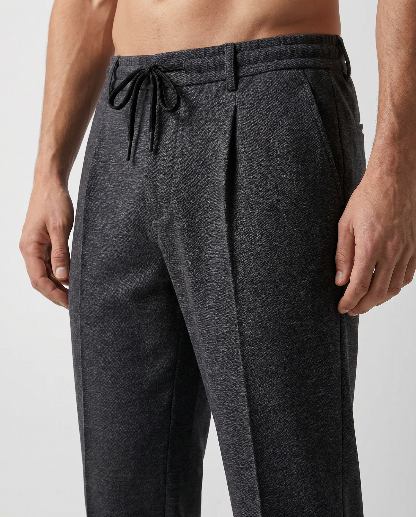 Built to hold its line — Charcoal Knitted Trouser - Regular-fit