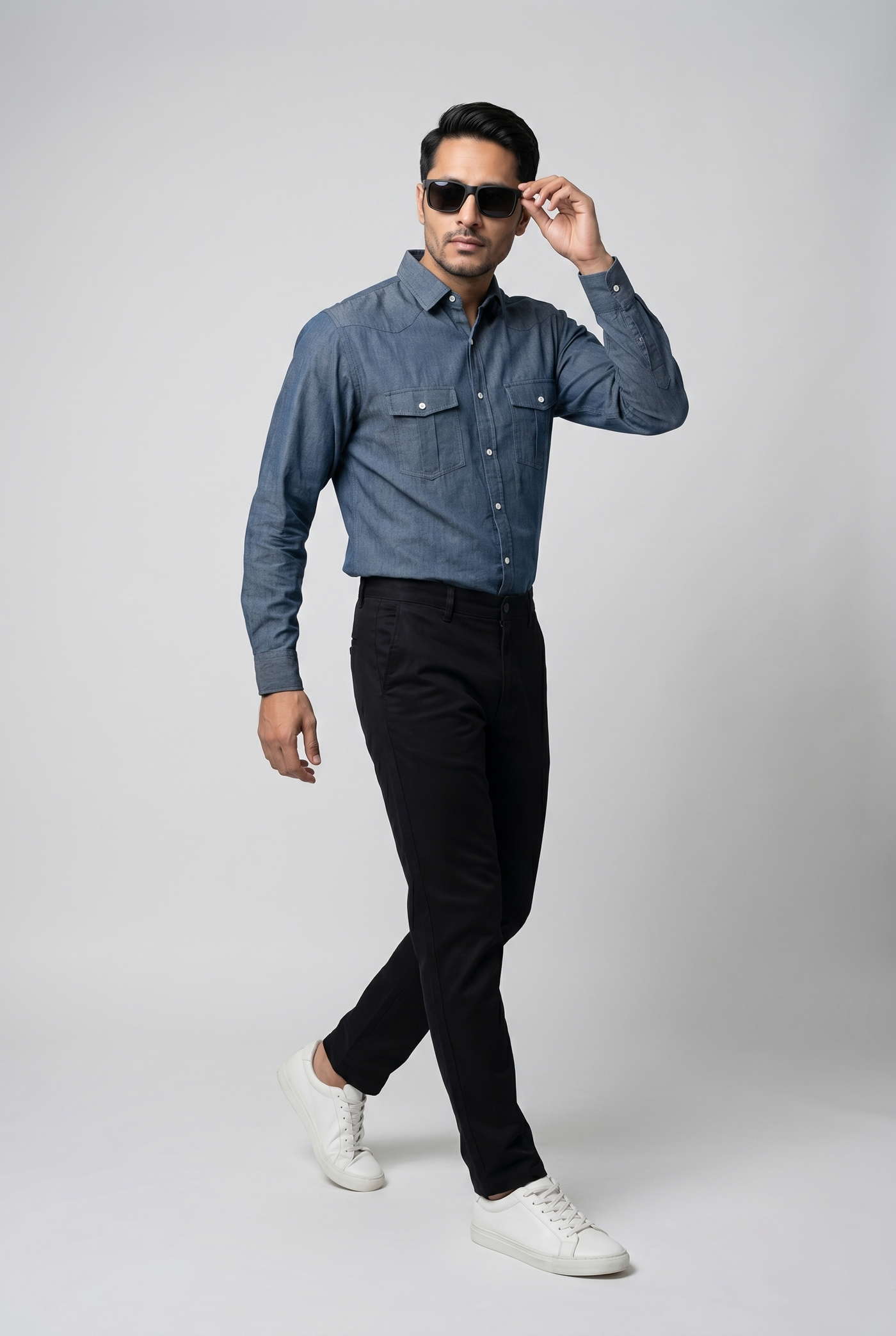 Considered fabric, premium hand-feel — Men's Vintage Blue Denim Shirt