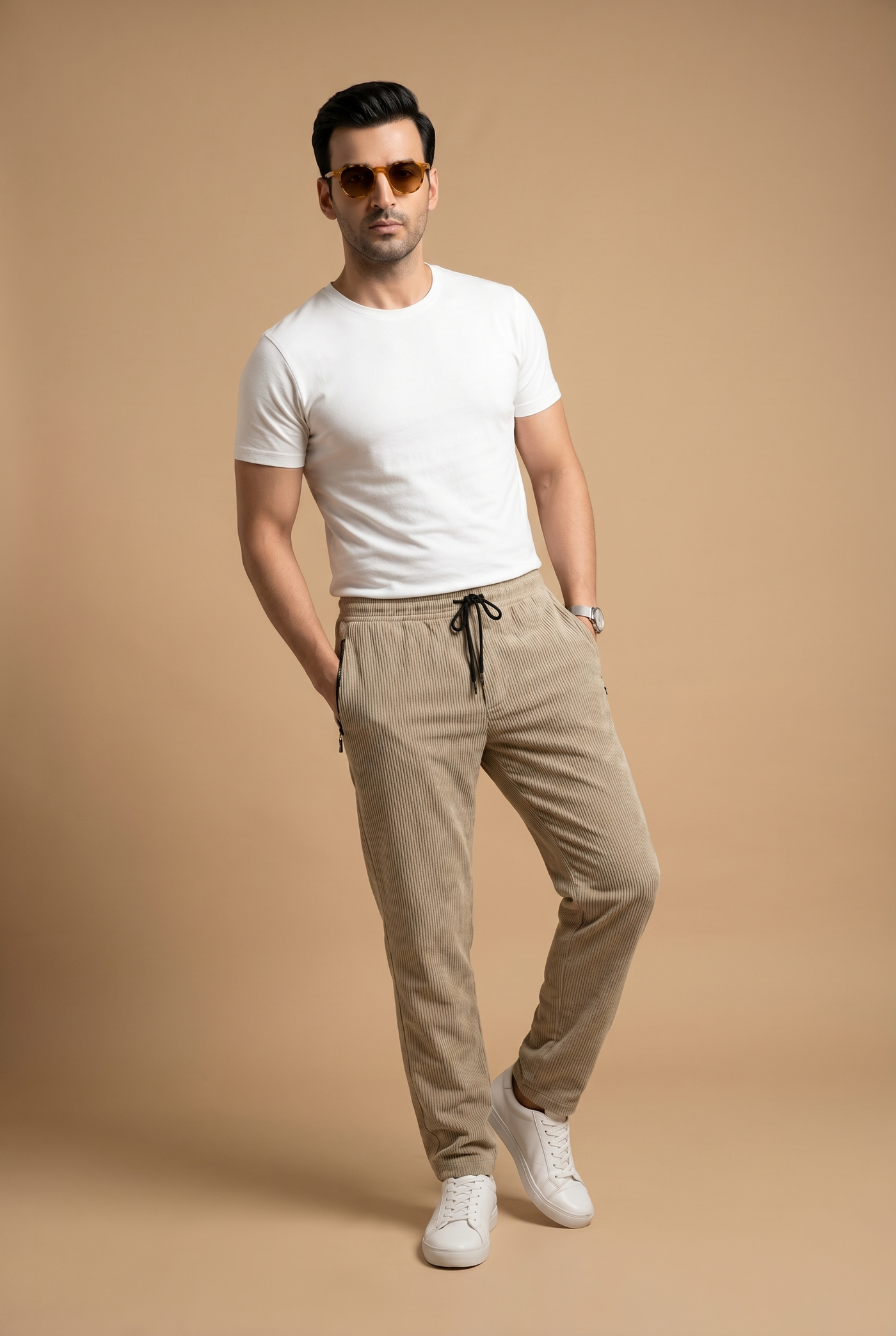 From the office to the evening — Creamy Knitted Trouser - Regular-fit