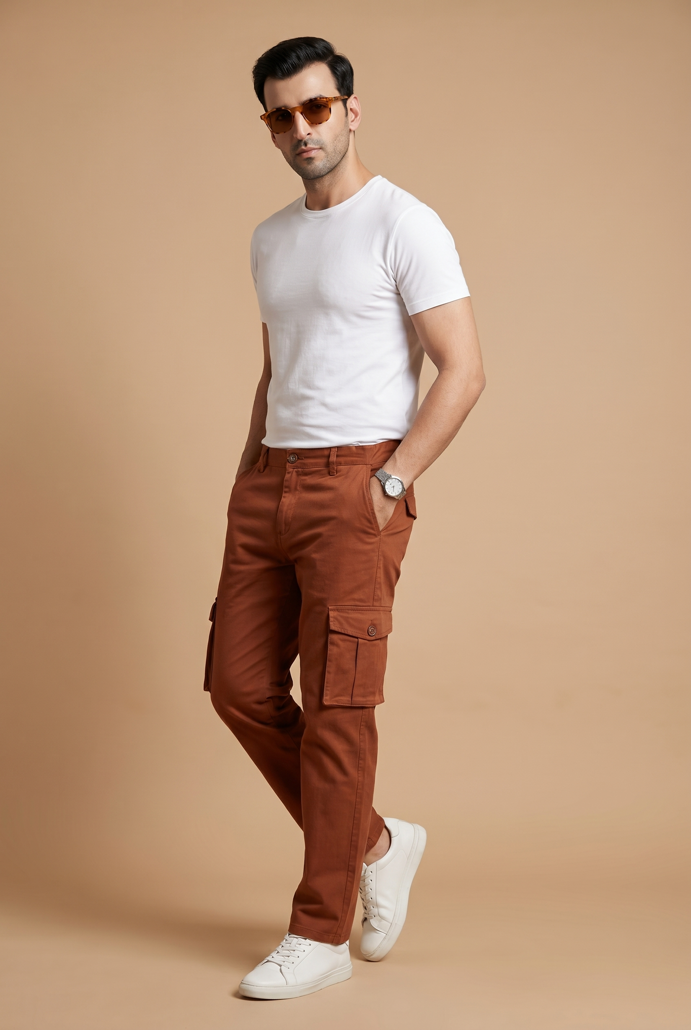 From the office to the evening — Men's Brick Cargo Trousers