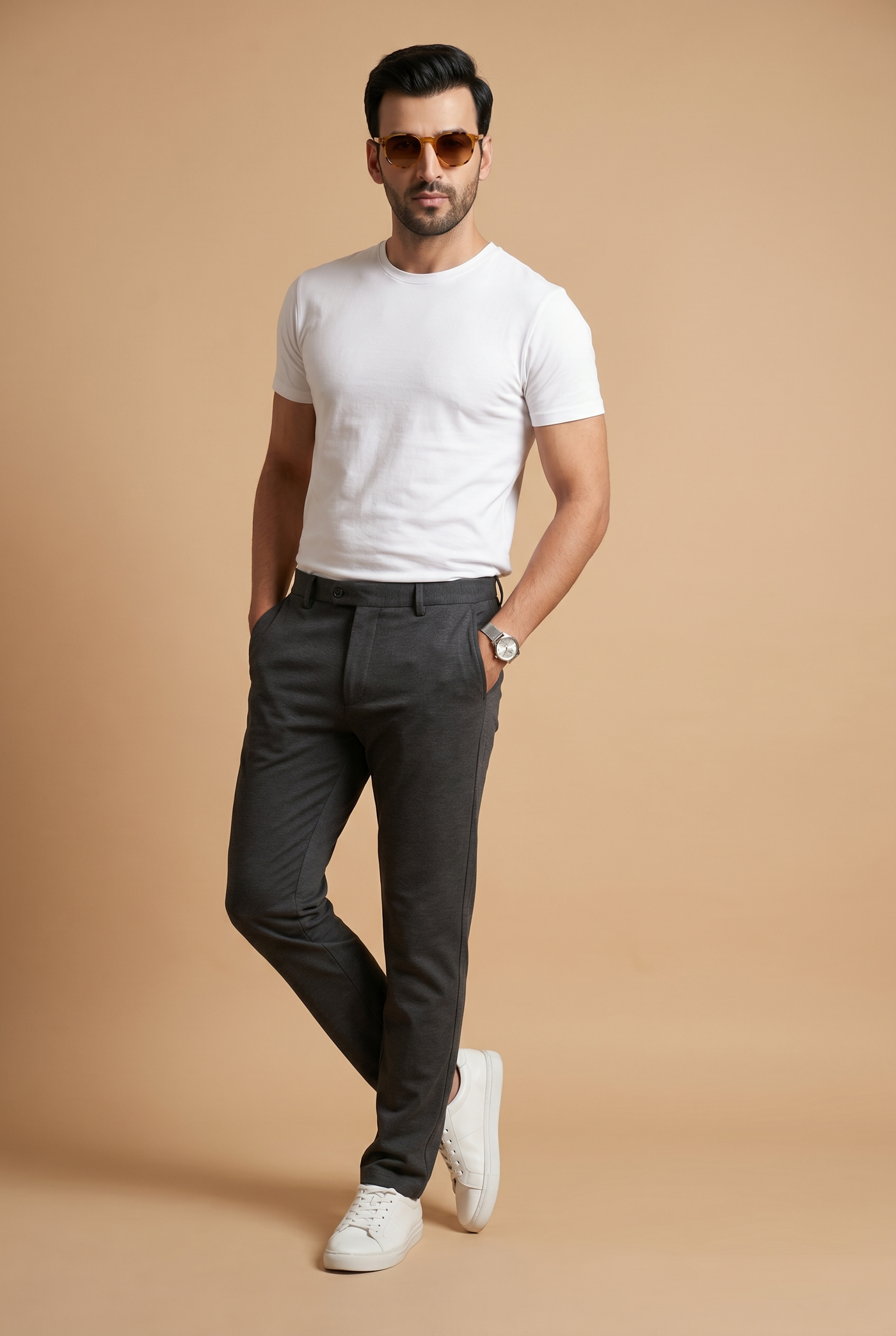 From the office to the evening — Charcoal Knitted Trouser - Regular-fit