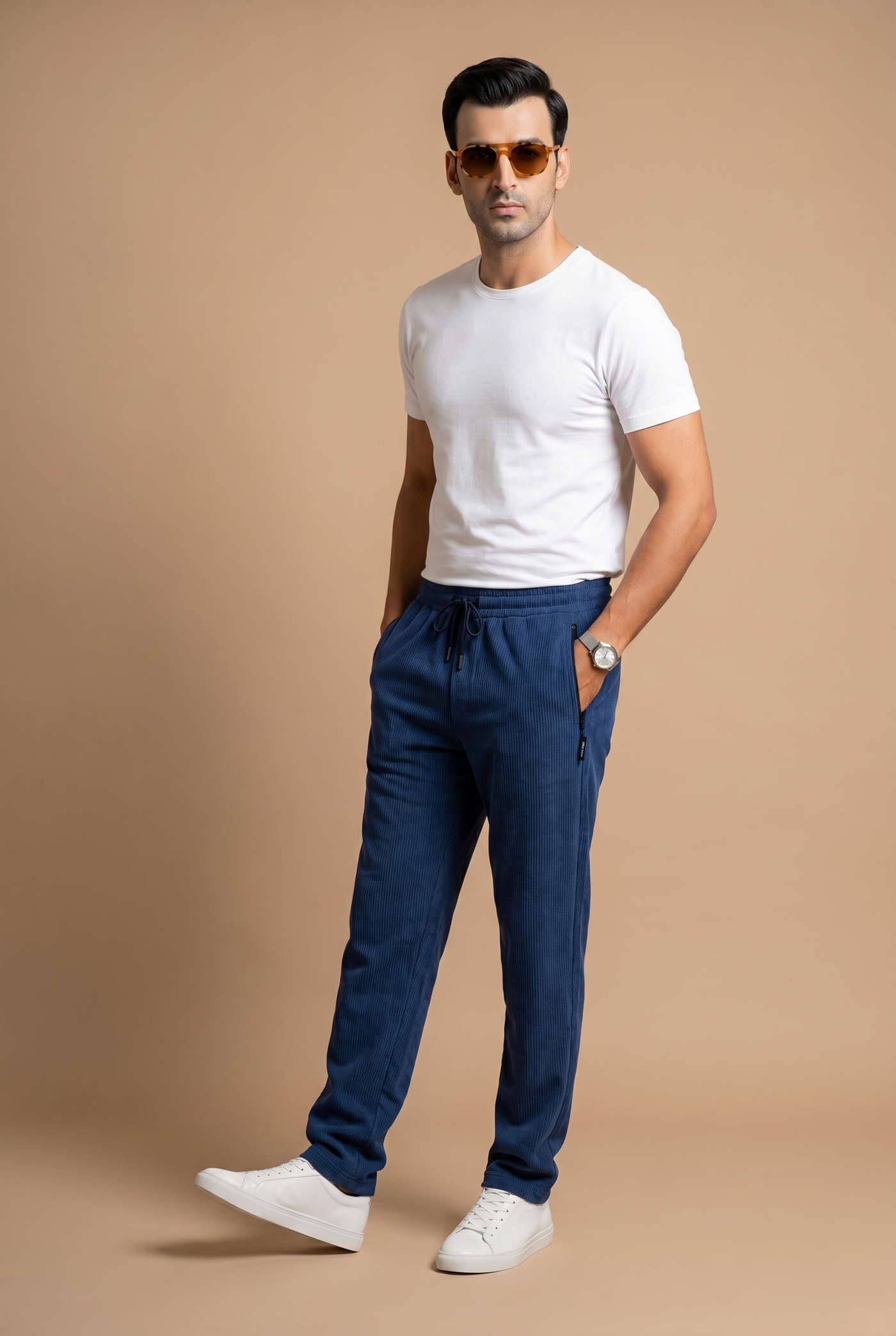 From the office to the evening — Blue Knitted Trouser - Regular-fit