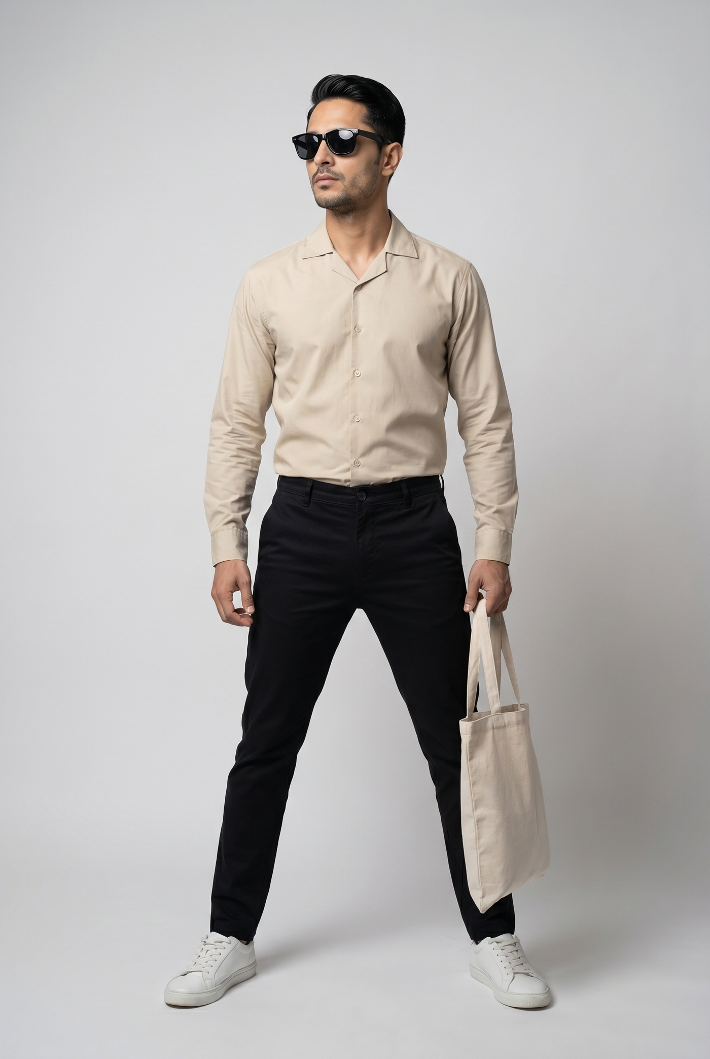 From the office to the evening — Men's Skin Cuban-Collar Shirt