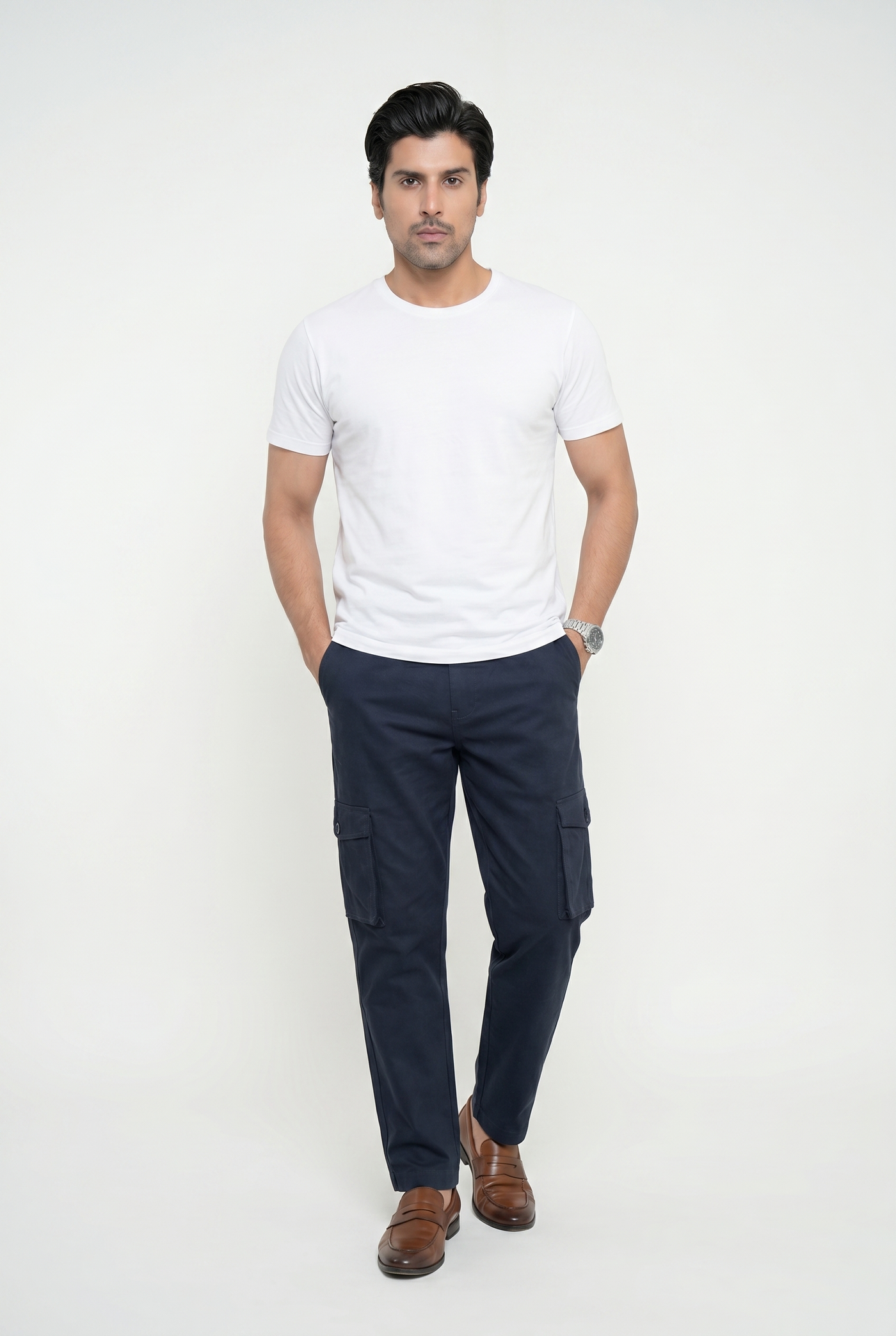 From the office to the evening — Men's Dark Navy Cargo Trousers
