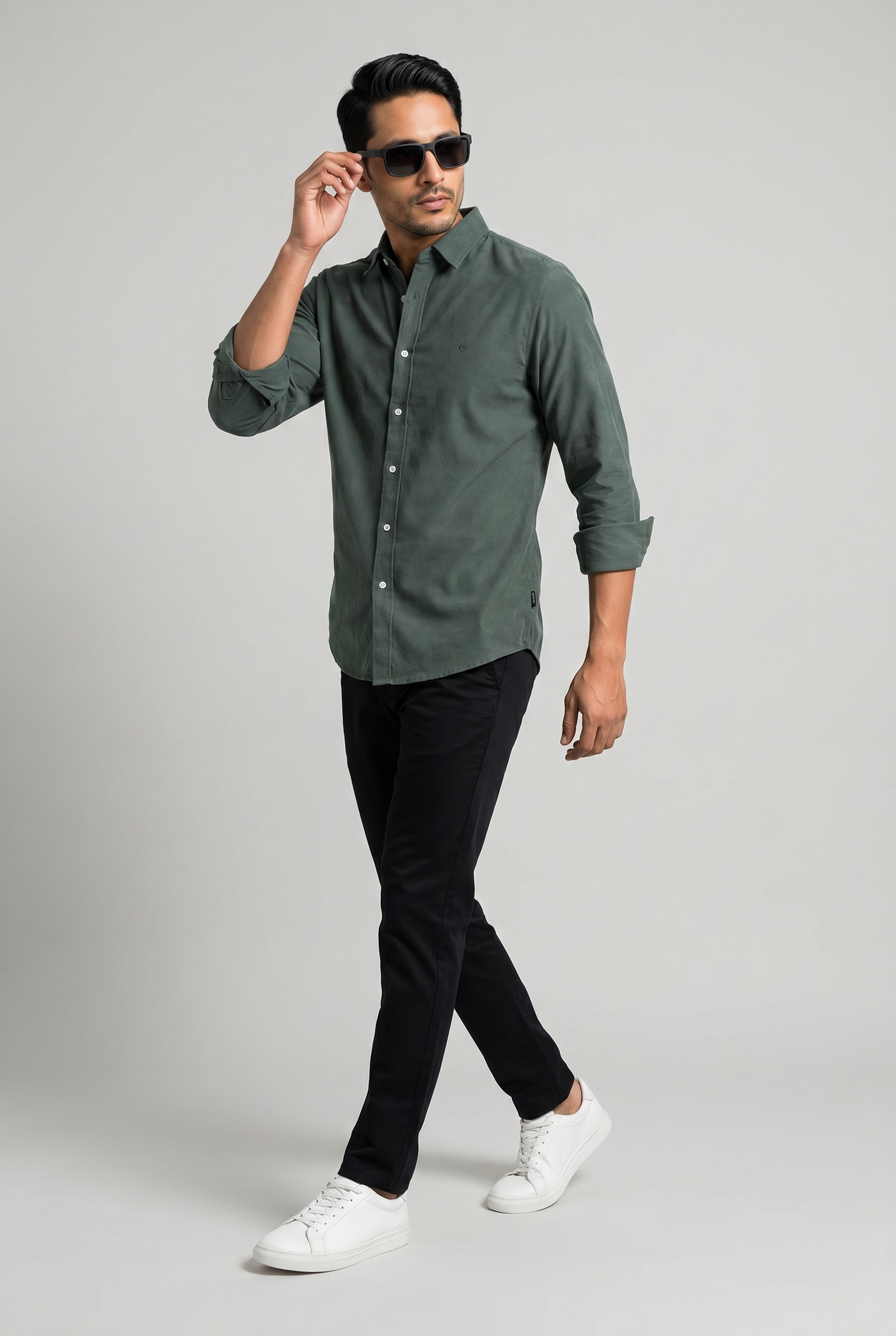 Considered fabric, premium hand-feel — Men's Green Casual Shirt