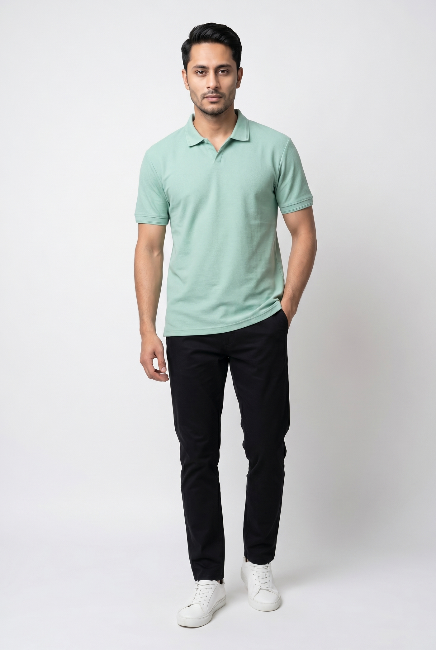 Cut tailored, not tight — Men's Green Popcorn Polo