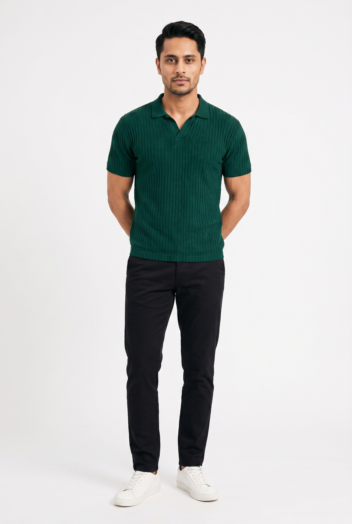 evergreen knitted polo
