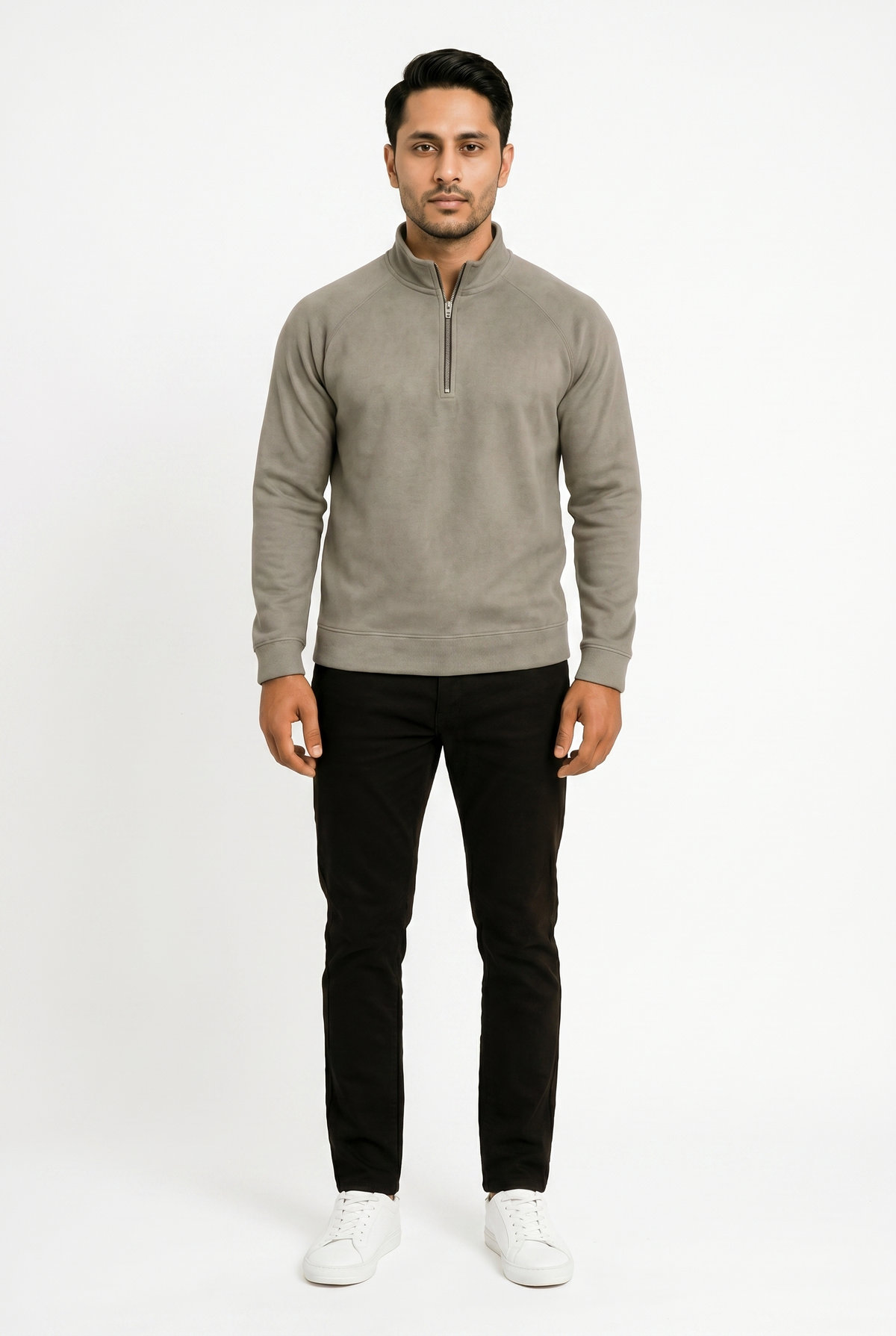 creamy beige mock neck sweatshirt