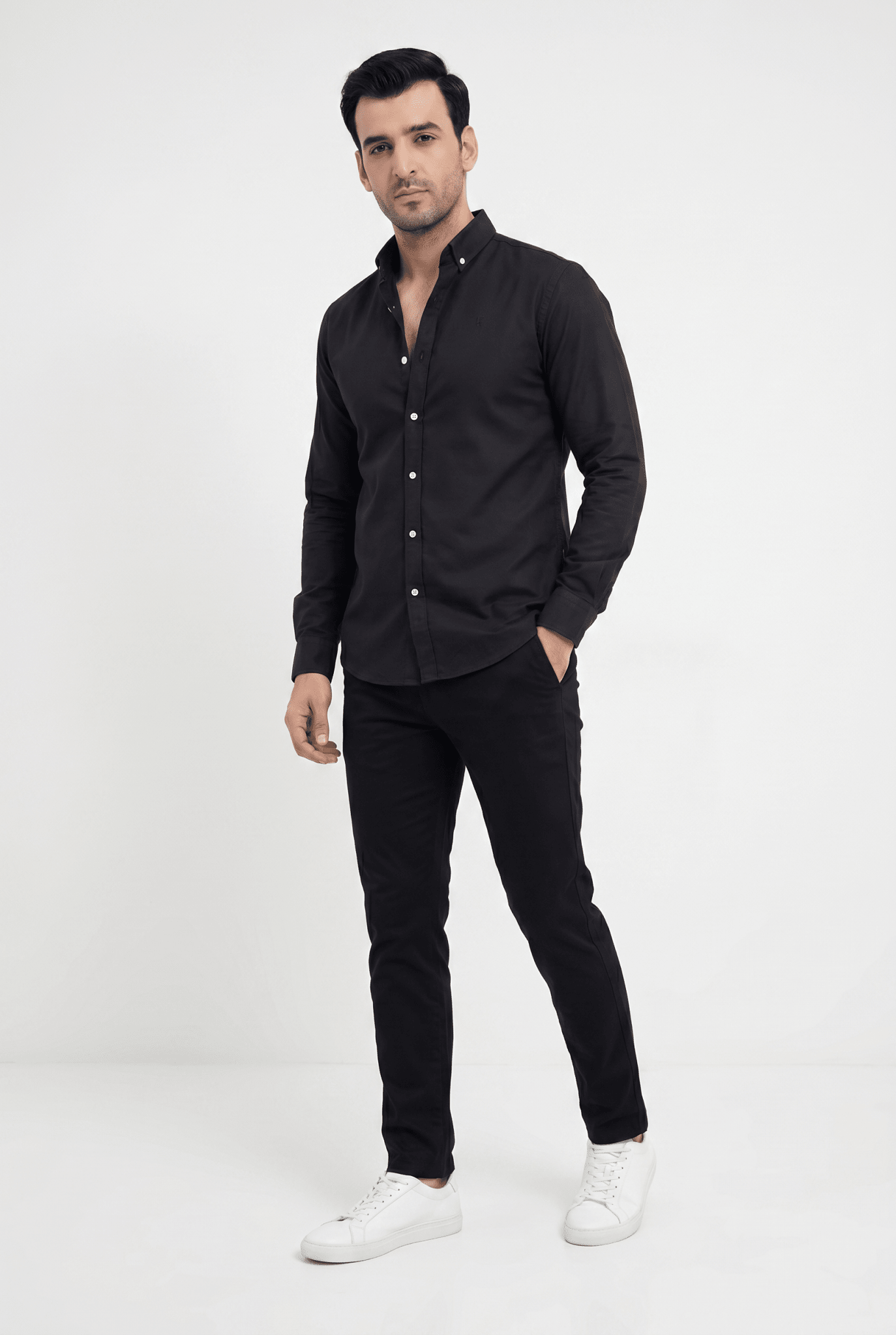 Considered fabric, premium hand-feel — Black Casual Shirt