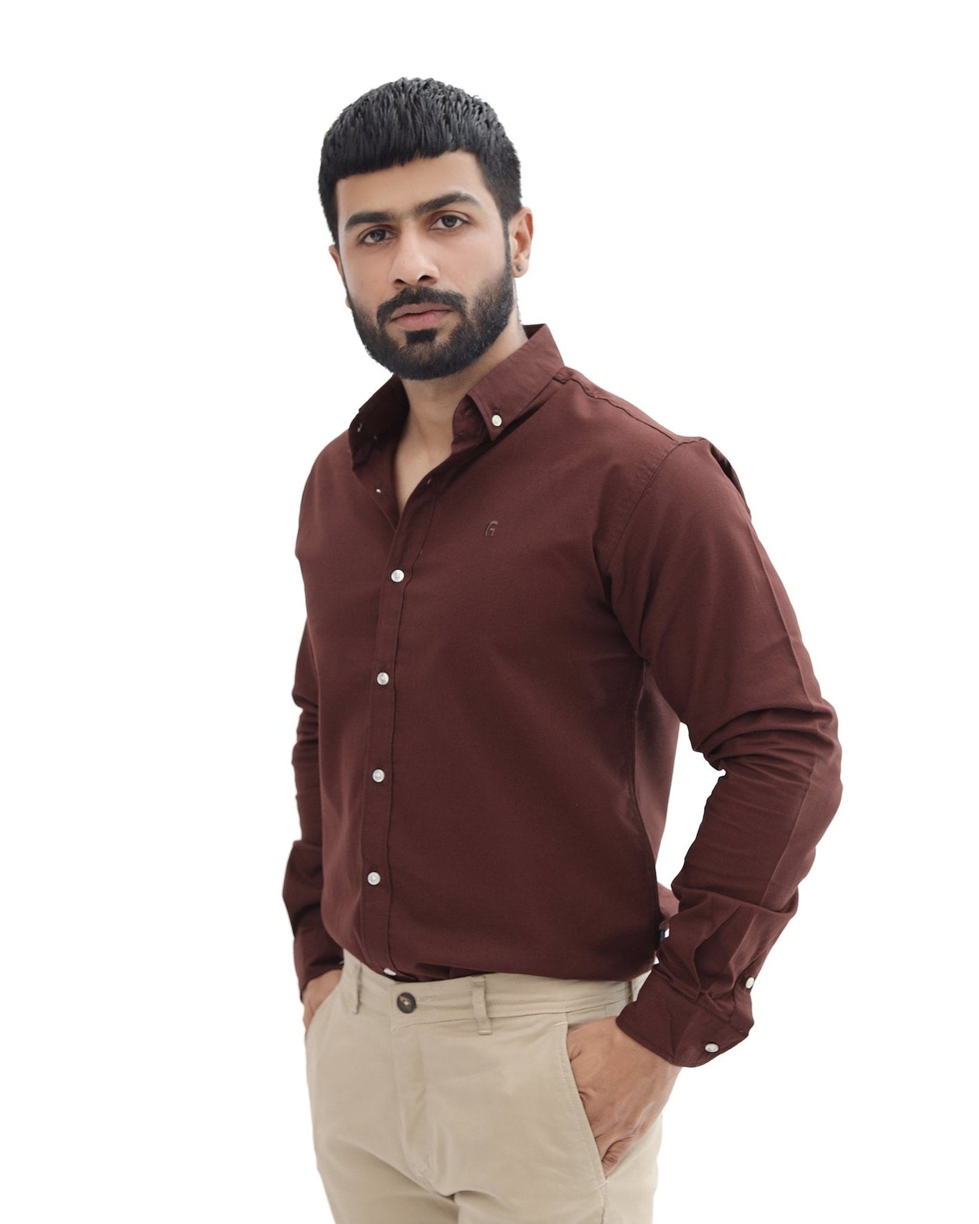 Considered fabric, premium hand-feel — Brown Casual Shirt