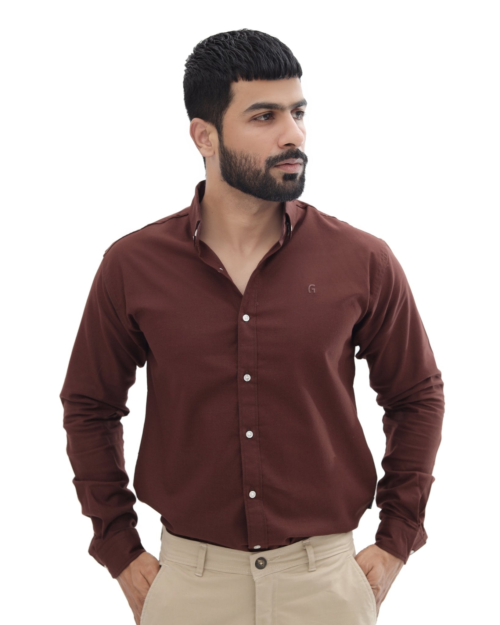 Brown Casual Shirt - Garderobe Clothing USABCS - 001