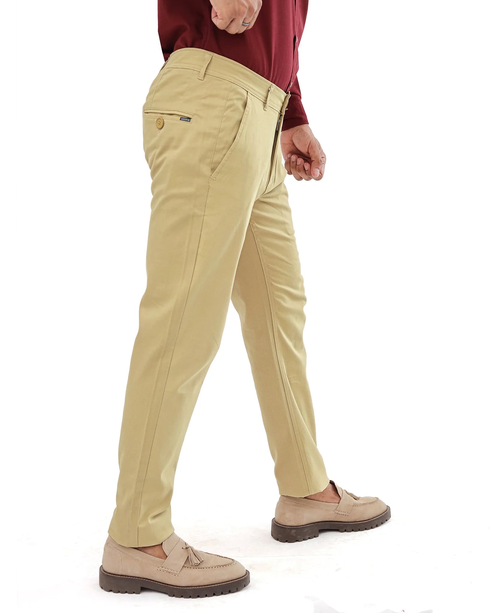 Camel brown cotton pant - Garderobe Clothing USACCC - 0001