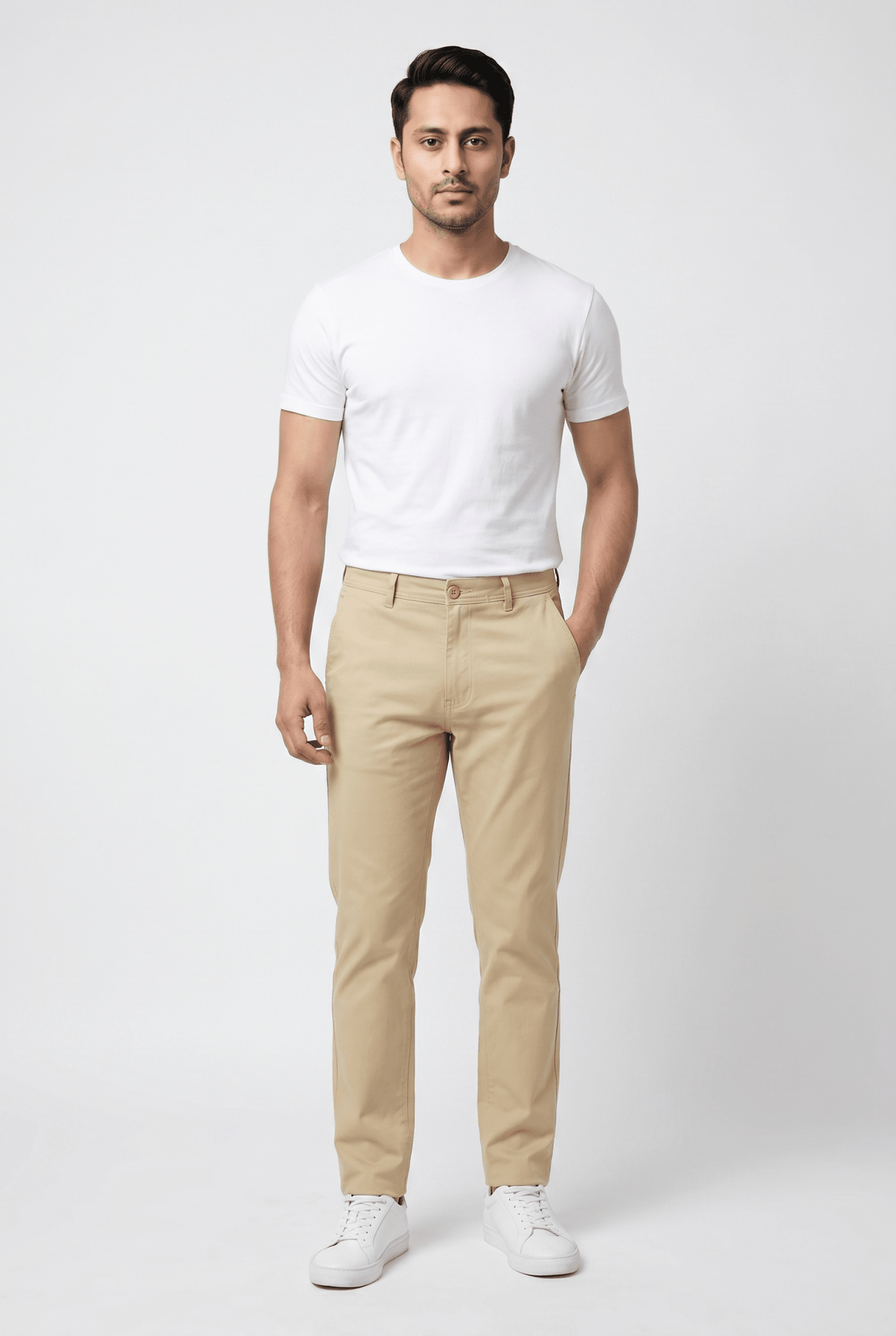 Camel brown cotton pant - Garderobe Clothing USACCC-0001