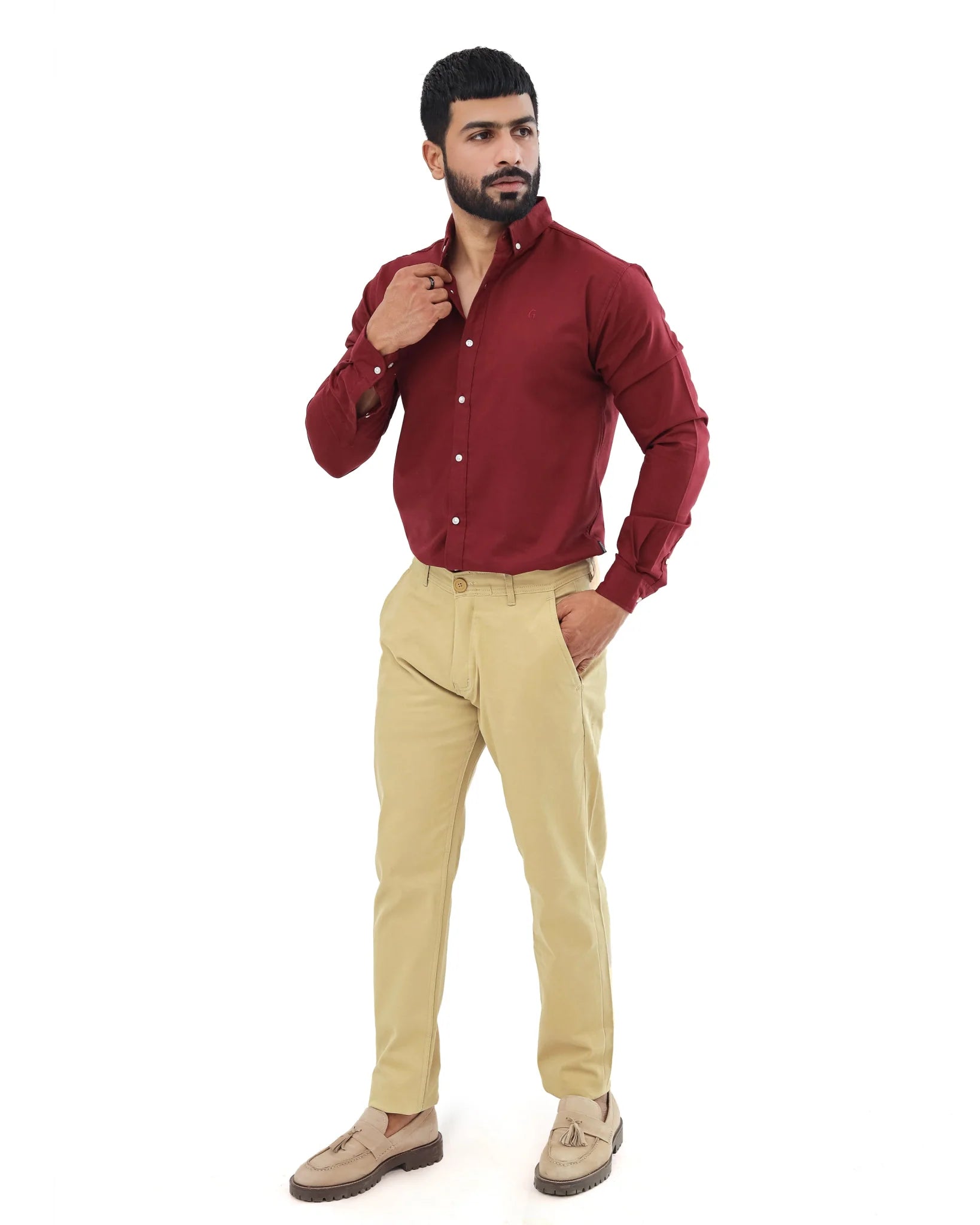 Camel brown cotton pant - Garderobe Clothing USACCC - 0001