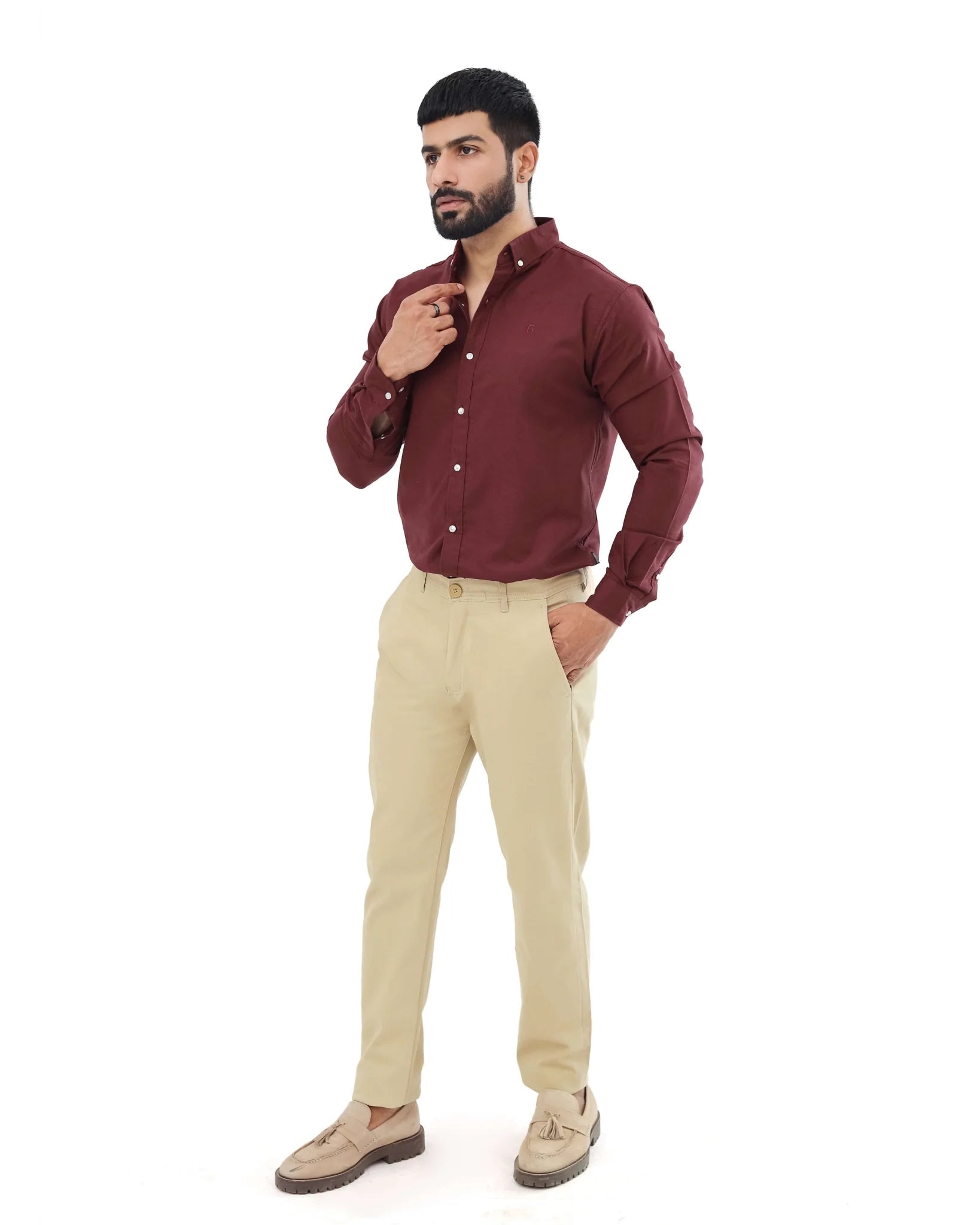 Camel brown cotton pant - Garderobe Clothing USACCC - 0001