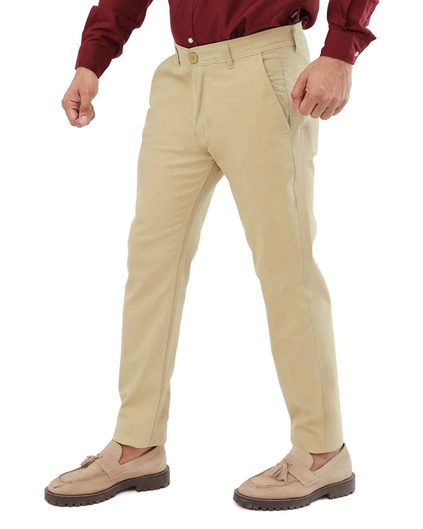 Considered fabric, premium hand-feel — Camel brown cotton pant