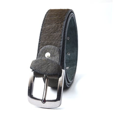 Charcoal Luxe Leather Belt - Garderobe Clothing USACLB - 001