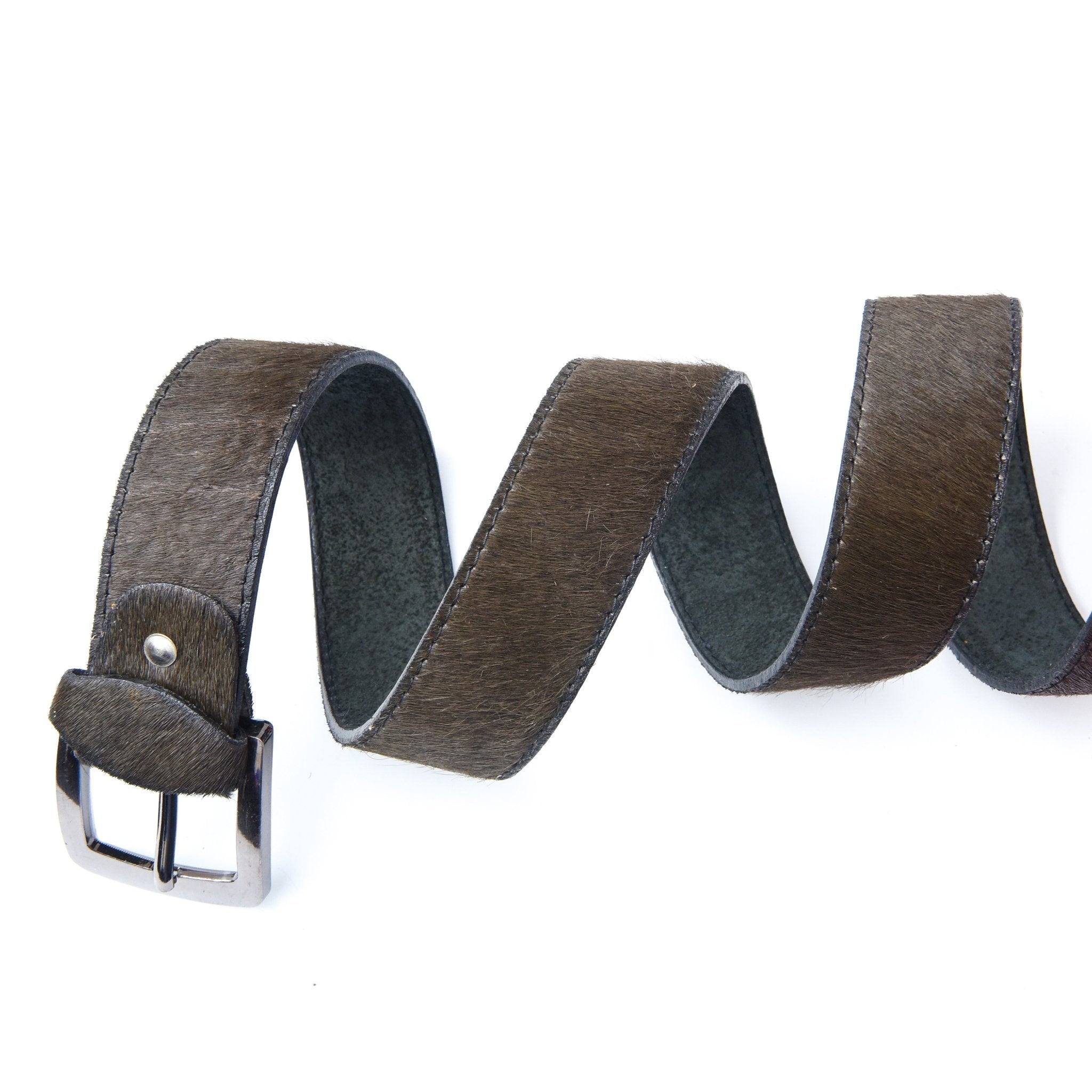 Charcoal Luxe Leather Belt - Garderobe Clothing USACLB - 001