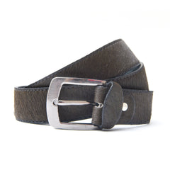 Charcoal Luxe Leather Belt - Garderobe Clothing USACLB - 001