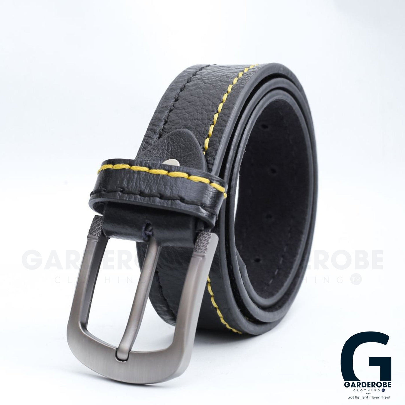 Considered fabric, premium hand-feel — Charcoal Stitch Leather Belt