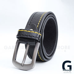 Charcoal Stitch Leather Belt - Garderobe Clothing USACSL - 001