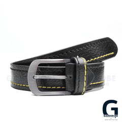 Charcoal Stitch Leather Belt - Garderobe Clothing USACSL - 001