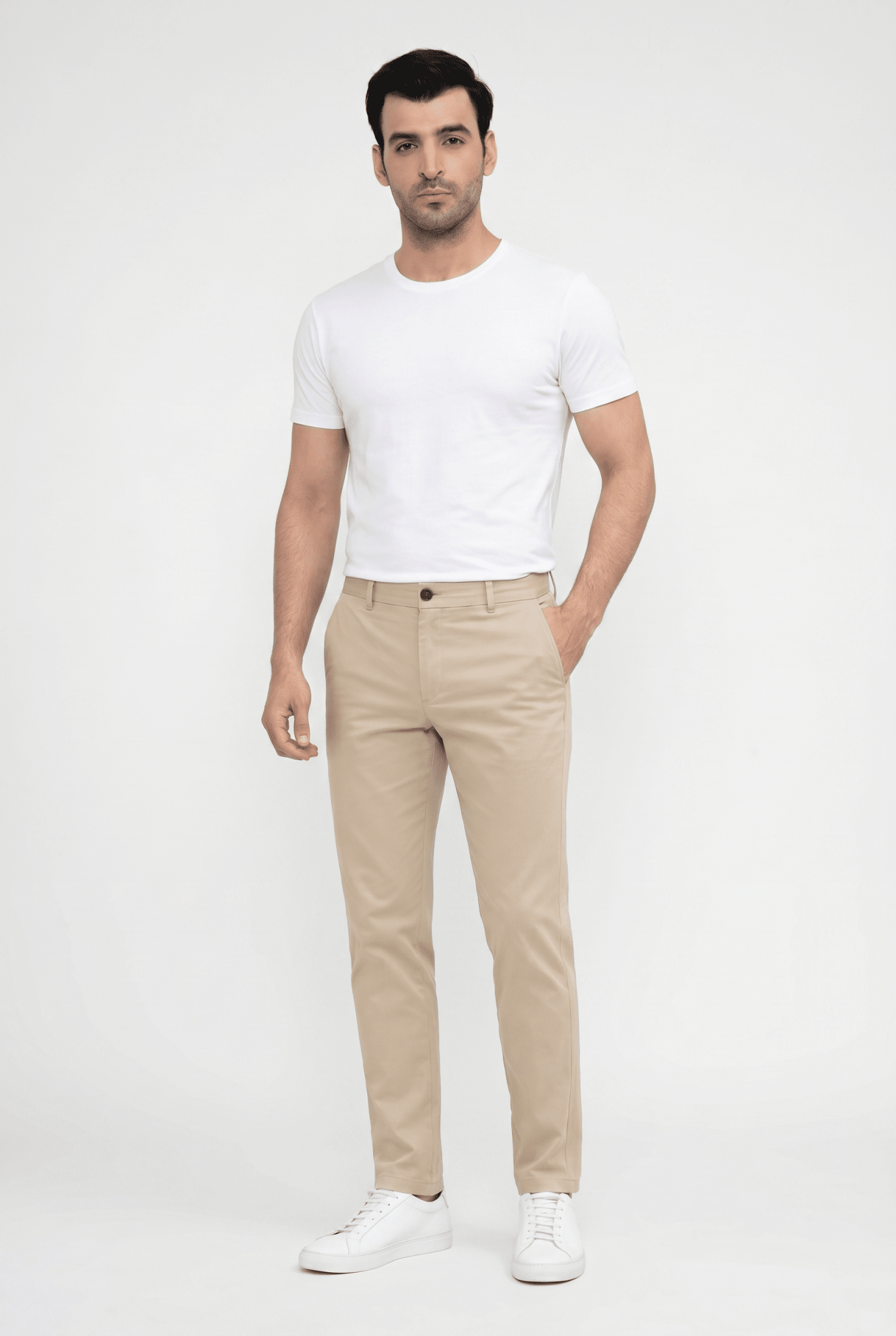 Considered fabric, premium hand-feel — Creamy Camelwood cotton pant