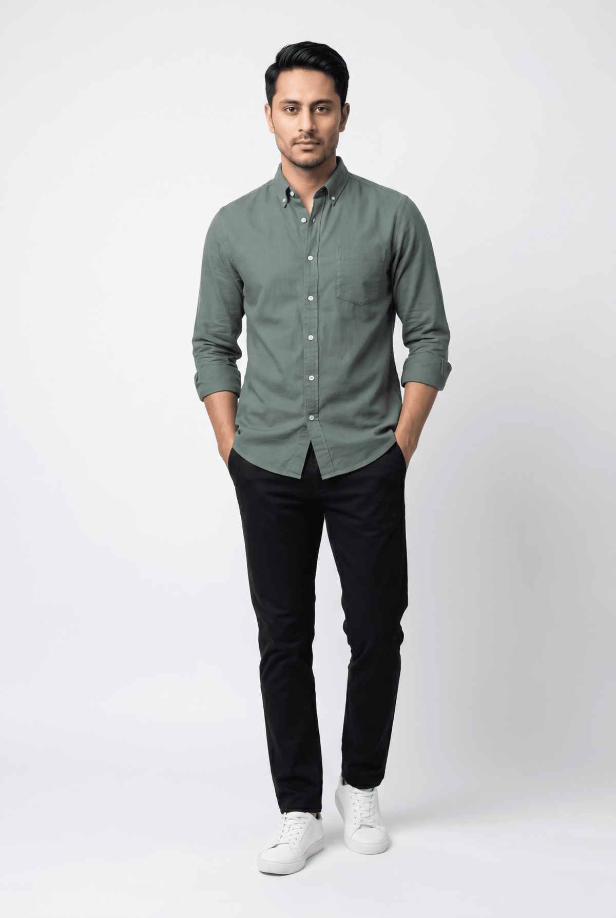 Dark Green Casual Shirt - Garderobe Clothing USAGCS--001