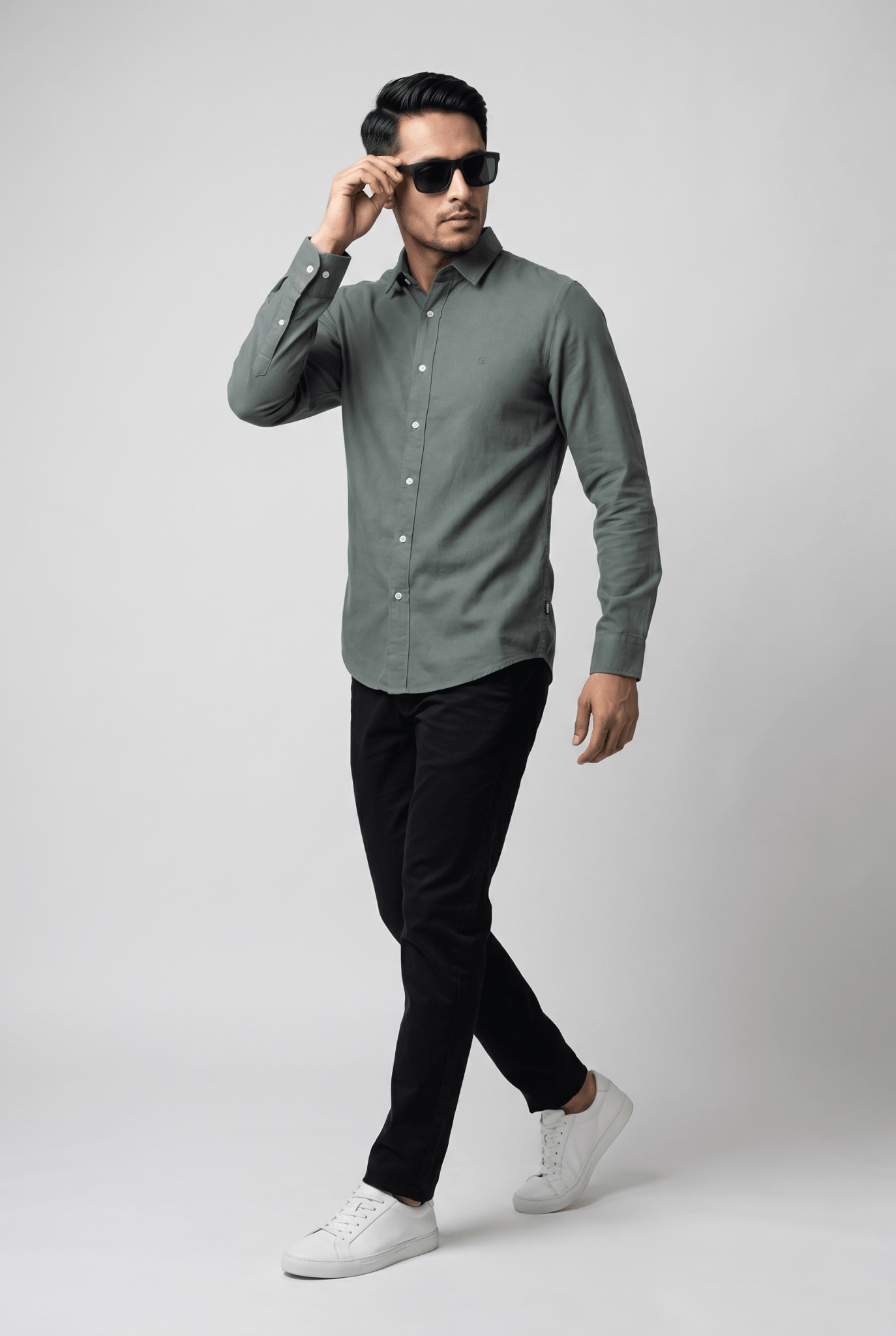 From the office to the evening — Dark Green Casual Shirt