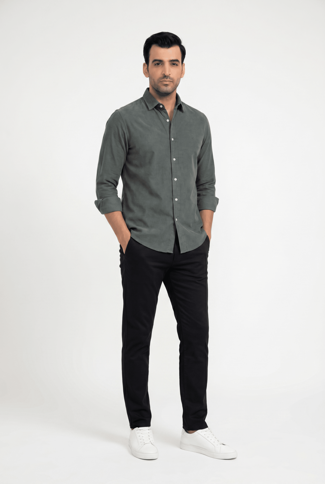 Considered fabric, premium hand-feel — Dark Green Casual Shirt