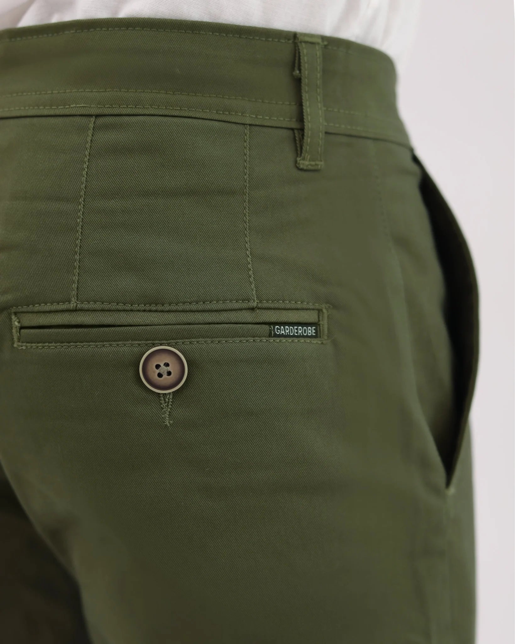 Dark Olive Green Cotton Pant - Garderobe Clothing USADGO - 001