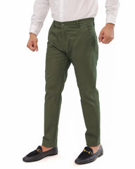 Dark Olive Green Cotton Pant - Garderobe Clothing USADGO - 001