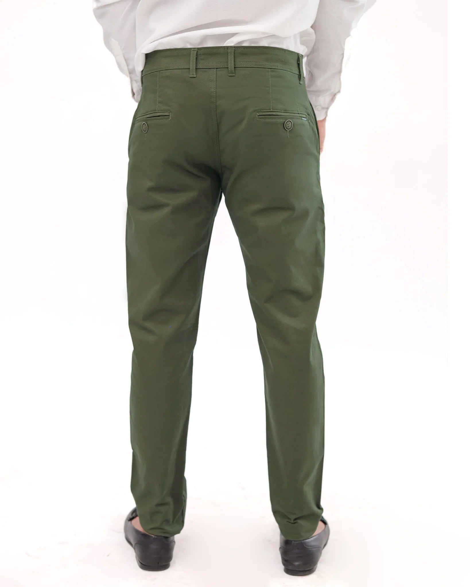 Dark Olive Green Cotton Pant - Garderobe Clothing USADGO - 001