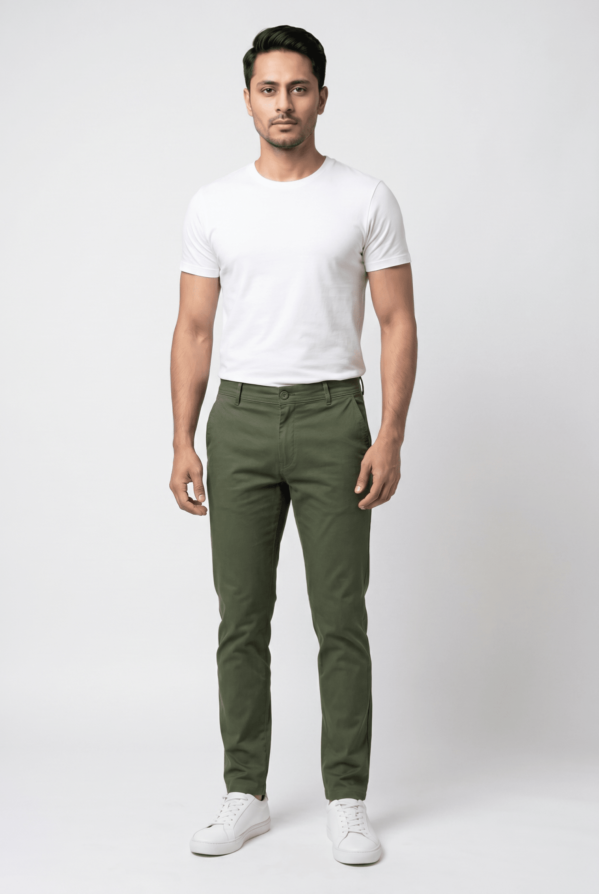 Dark Olive Green Cotton Pant - Garderobe Clothing USADGO-001