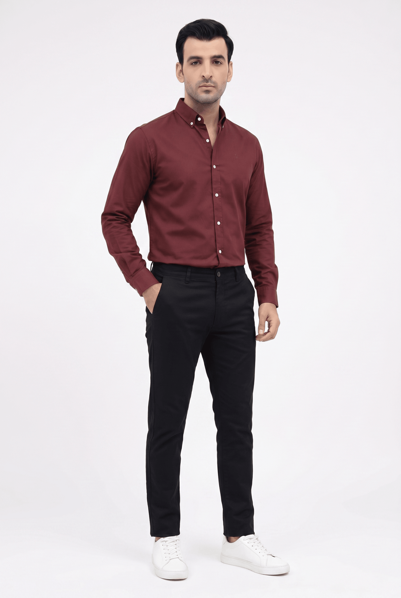 Maroon Casual Shirt - Garderobe Clothing USAMCS-001